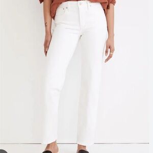 Madewell mid-rise perfect vintage straight jean in white.